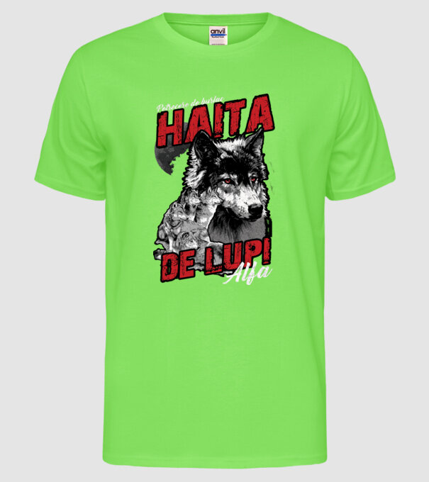 Petrecere de burlac - haită de lupi masculi alfa model verde neon pe tricou