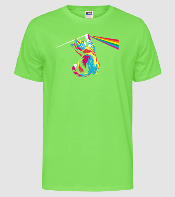 Pisica prismă model verde neon pe tricou