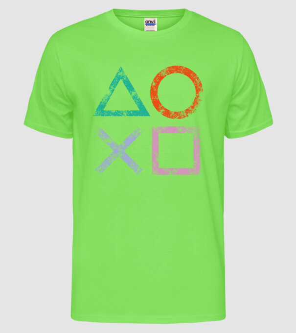 PlayStation icon model verde neon pe tricou