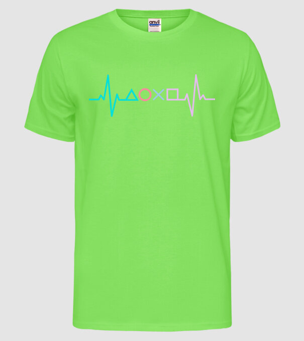 Playstation Symbols EKG model verde neon pe tricou
