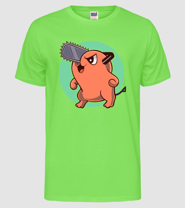 Pochita - ChainSawMan model verde neon pe tricou