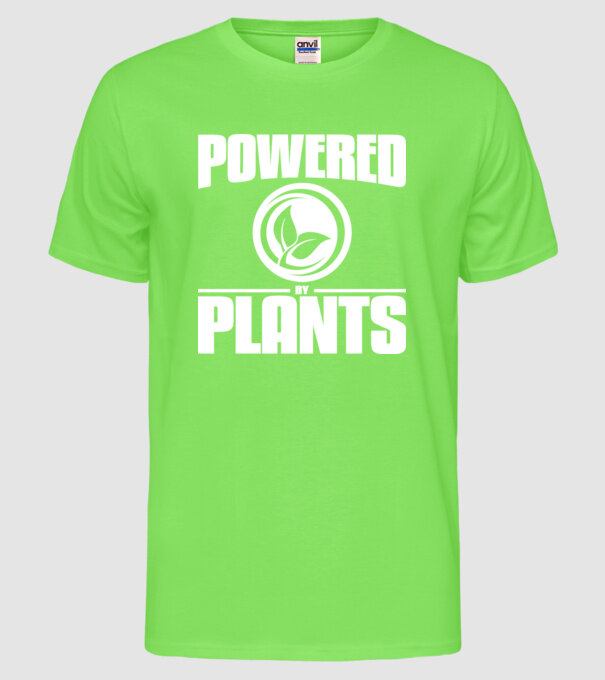 powered_by_plants model verde neon pe tricou