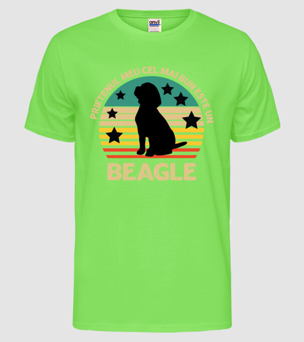 Prietenul meu cel mai bun este un beagle model verde neon pe tricou