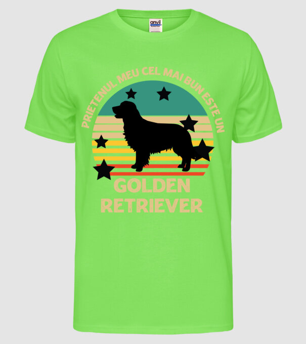 Prietenul meu cel mai bun este un golden retriever model verde neon pe tricou