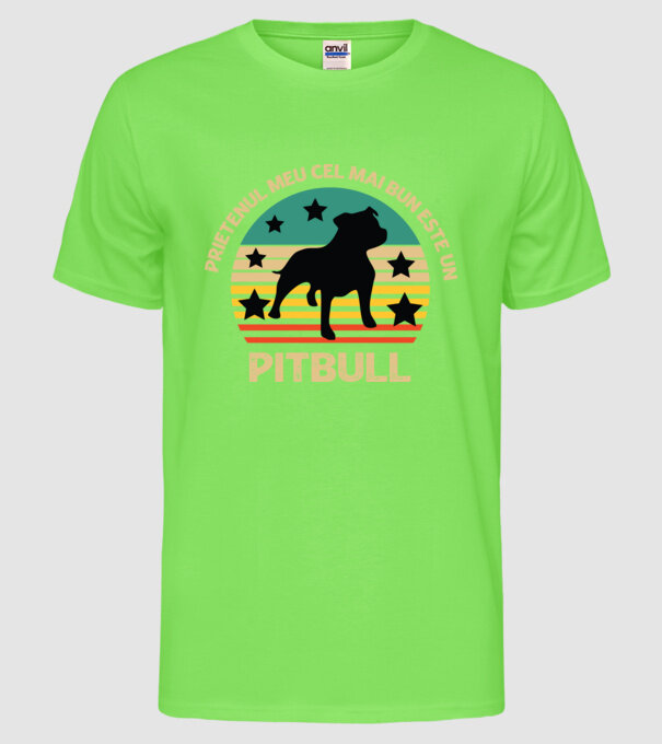 Prietenul meu cel mai bun este un pitbull model verde neon pe tricou