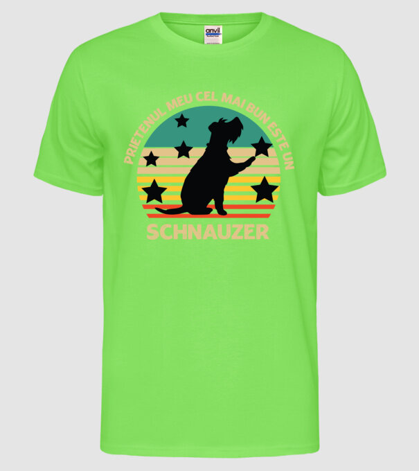 Prietenul meu cel mai bun este un schnauzer model verde neon pe tricou