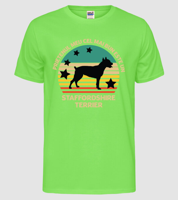 Prietenul meu cel mai bun este un staffi model verde neon pe tricou