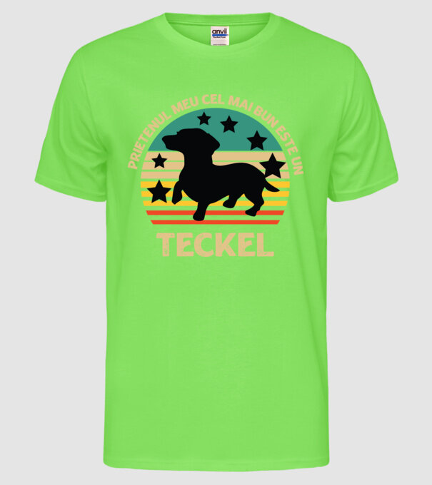 Prietenul meu cel mai bun este un teckel model verde neon pe tricou