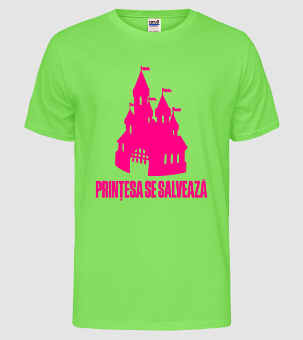 Prințesa se salvează model verde neon pe tricou
