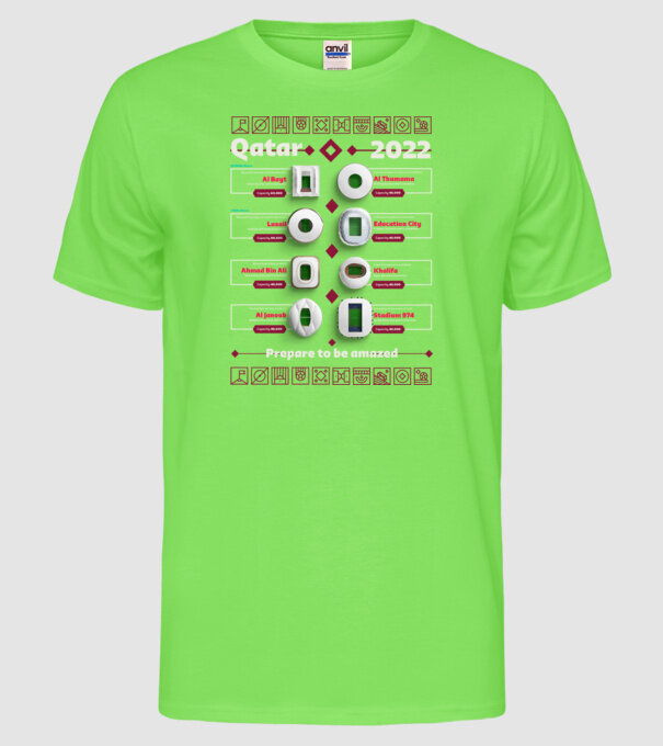 Qatar 2022 Stadiums model verde neon pe tricou