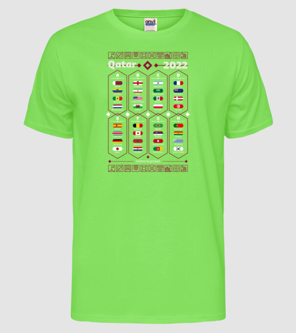 Qatar 2022 teams - groups model verde neon pe tricou