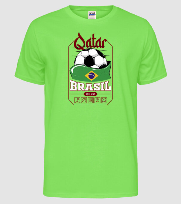 Qatar teams Brasil model verde neon pe tricou