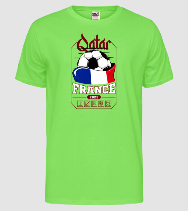 Qatar teams France model verde neon pe tricou
