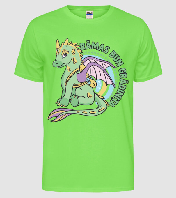 Rămas bun grădiniță model verde neon pe tricou