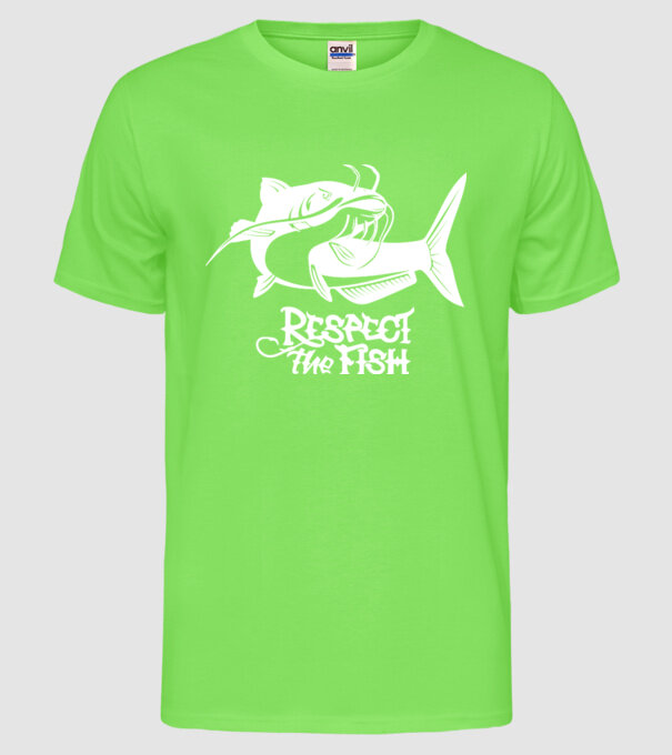 Respect the fish model verde neon pe tricou