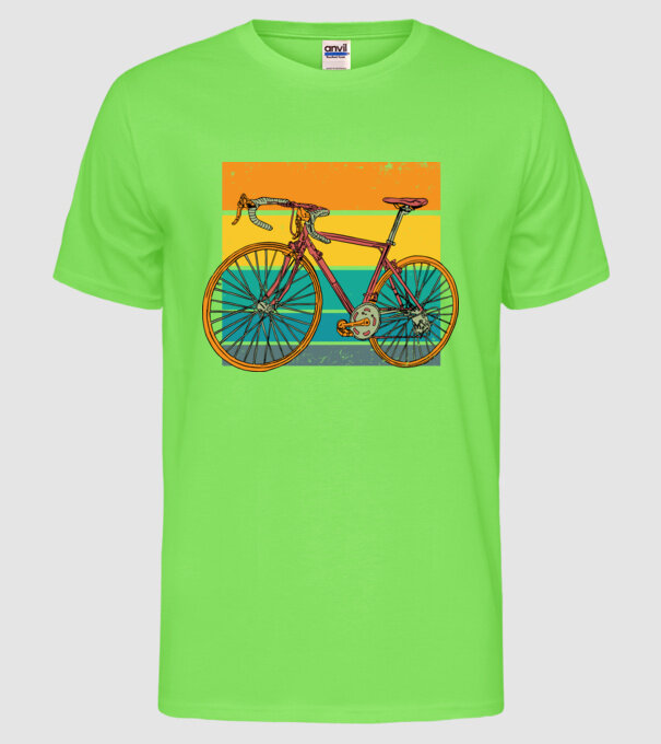 Retro bike model verde neon pe tricou