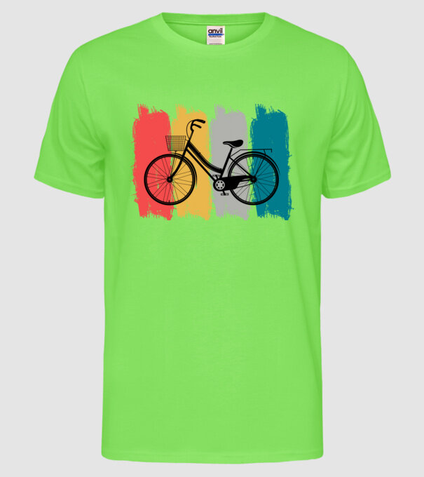 Retro city bike model verde neon pe tricou