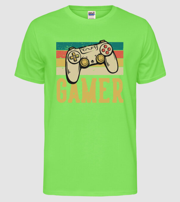 Retro gamer model verde neon pe tricou