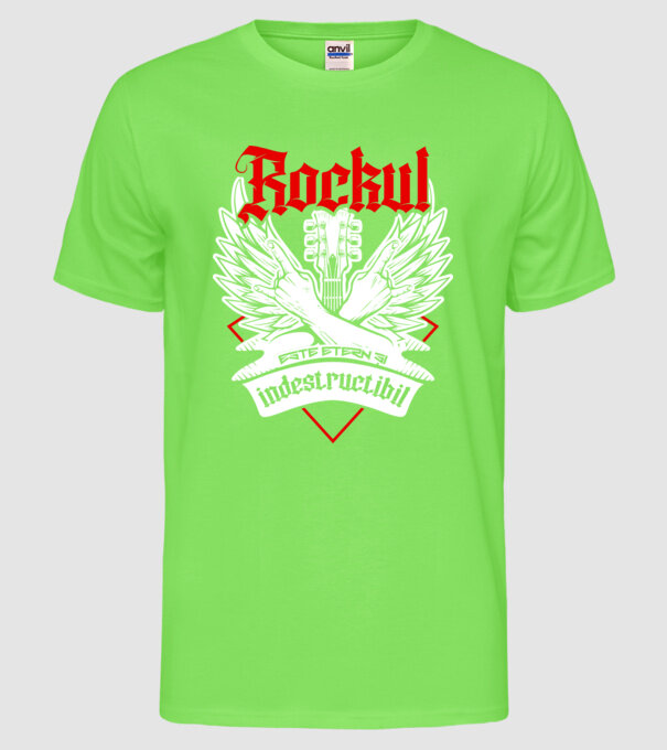 Rockul este etern și indestructibil model verde neon pe tricou