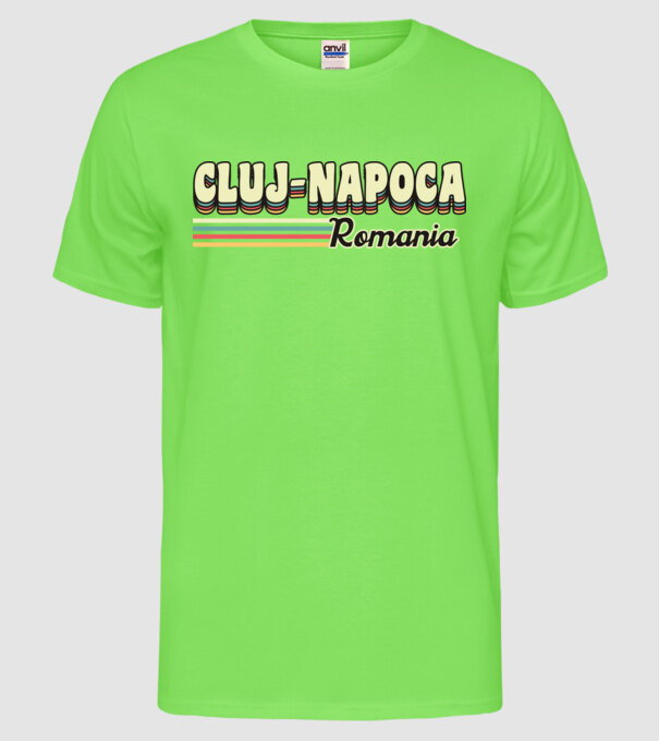 România Cluj-Napoca model verde neon pe tricou