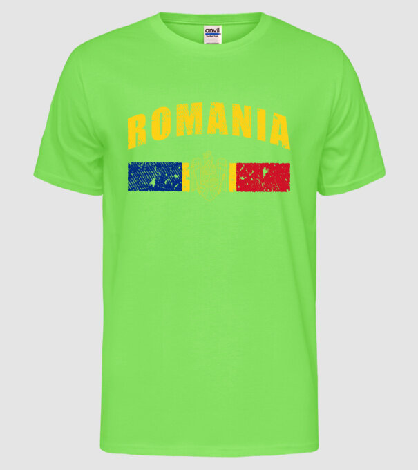 Romania coat of arms model verde neon pe tricou