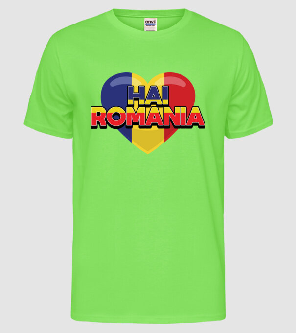 Romania heart model verde neon pe tricou