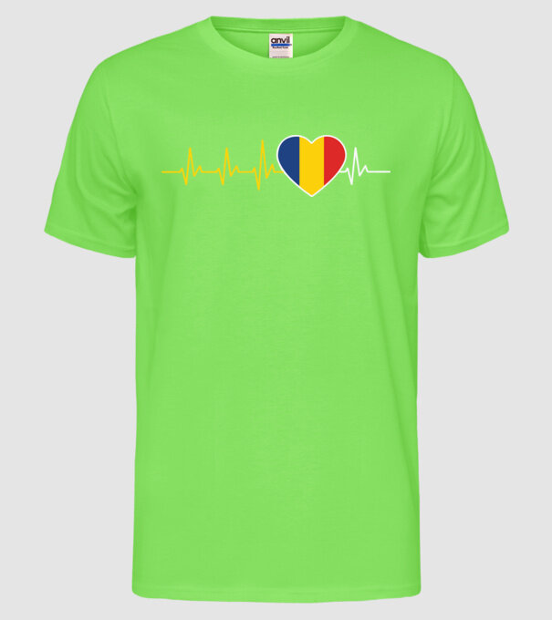 România heartbeat model verde neon pe tricou