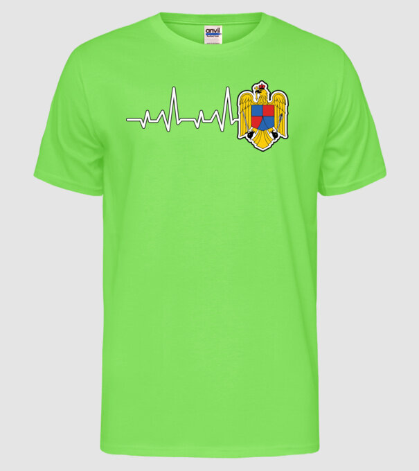 ROMANIA heartbeat model verde neon pe tricou