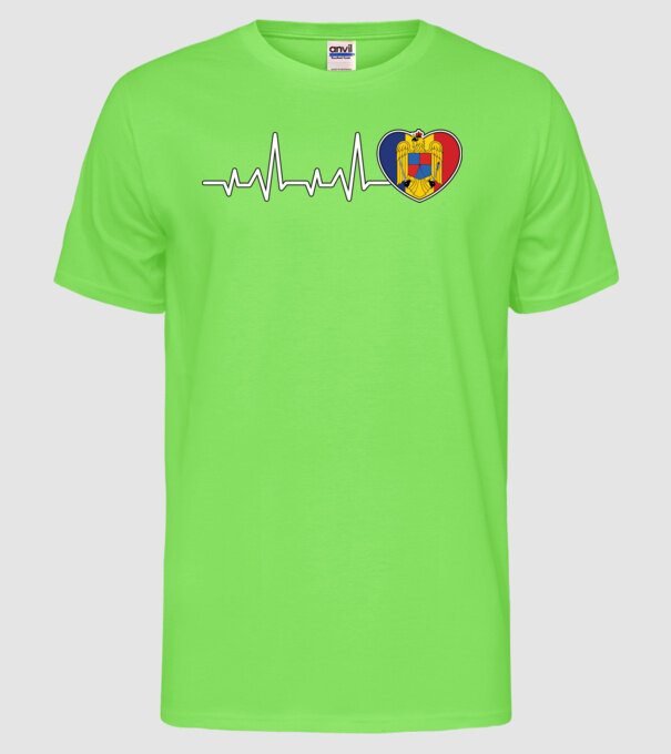 ROMANIA heartbeat model verde neon pe tricou