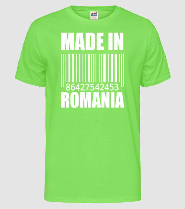România made in model verde neon pe tricou