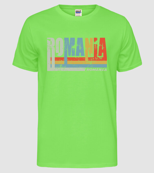 România retro model verde neon pe tricou