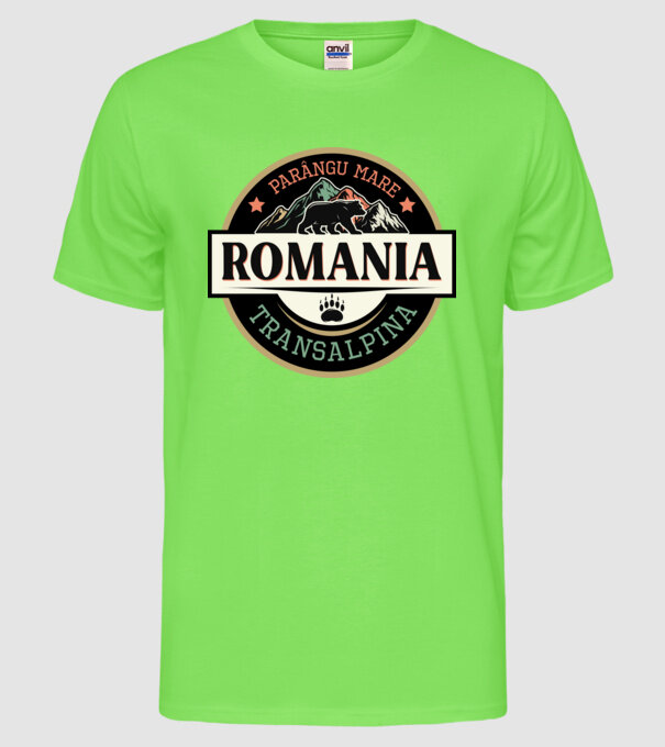 România transalpina model verde neon pe tricou