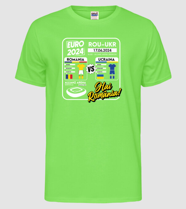 ROU-UKR euro 2024 calendar model verde neon pe tricou