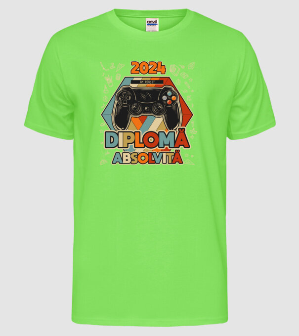 școala  generală diplomă model verde neon pe tricou
