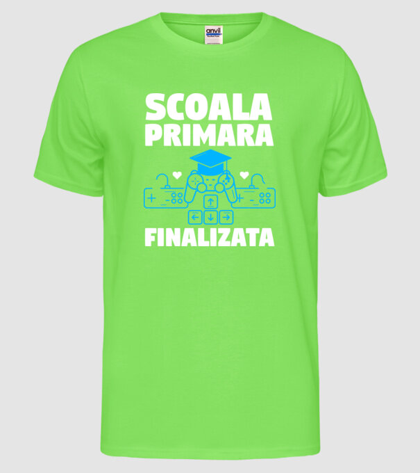 Scoala Primara Finalizata model verde neon pe tricou