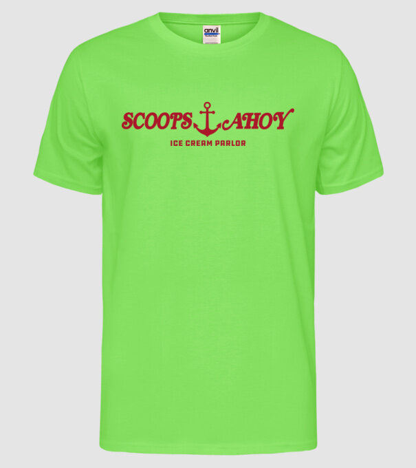 scoops and ahoy stranger things model verde neon pe tricou