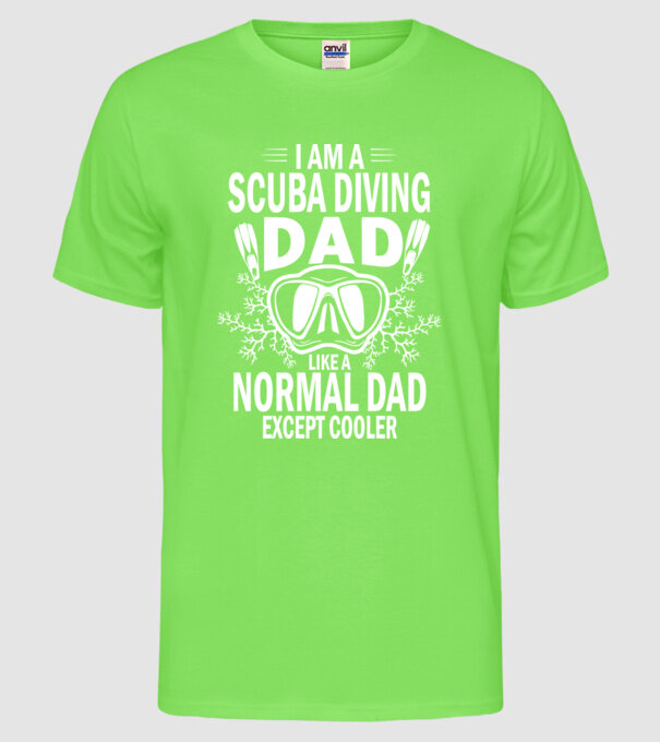 Scuba Dad model verde neon pe tricou