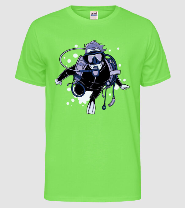 Scuba driver model verde neon pe tricou
