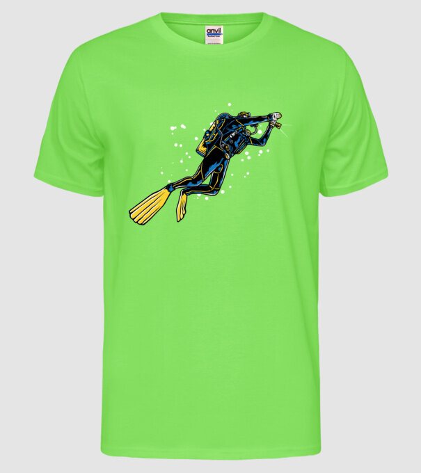 Scuba driver with light model verde neon pe tricou