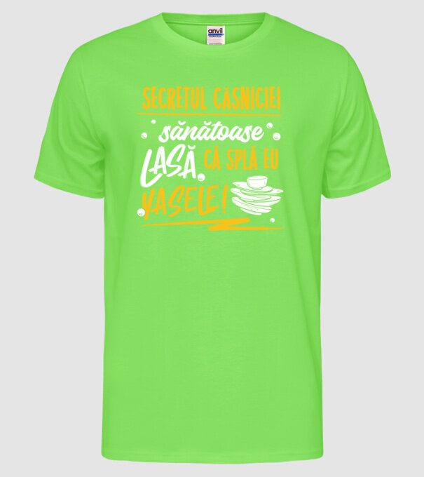 Secretul căsniciei sănătoase model verde neon pe tricou