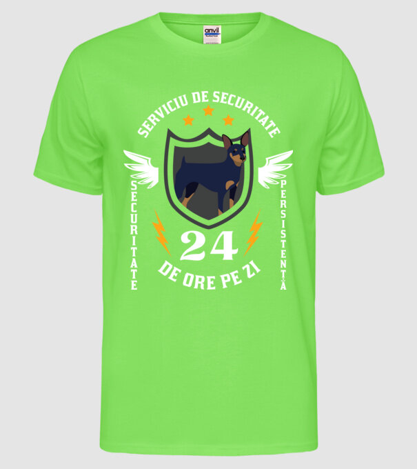 serviciu de securitate - securitate - persistență - 24 de ore pe zi model verde neon pe tricou