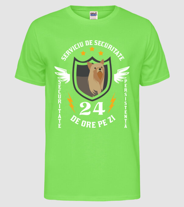 serviciu de securitate - securitate - persistență - 24 de ore pe zi model verde neon pe tricou