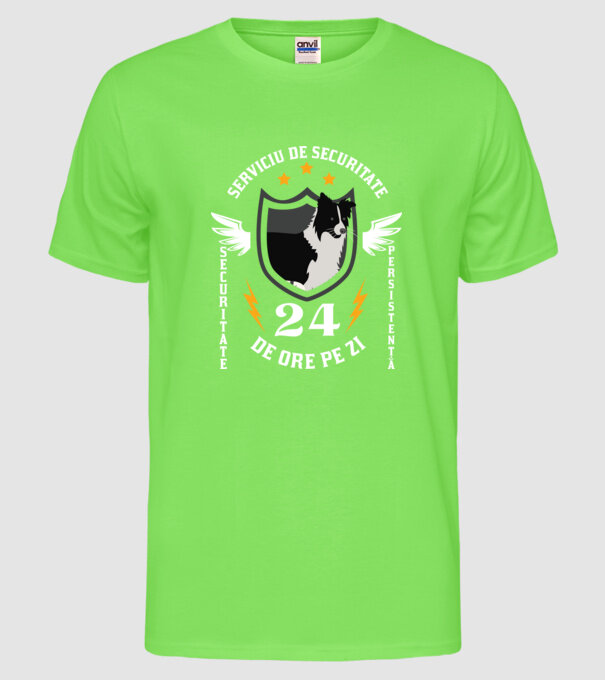 serviciu de securitate - securitate - persistență - 24 de ore pe zi model verde neon pe tricou