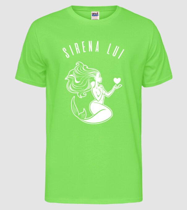 Sirena lui model verde neon pe tricou