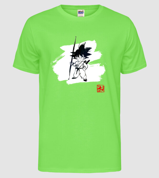son goku art model verde neon pe tricou