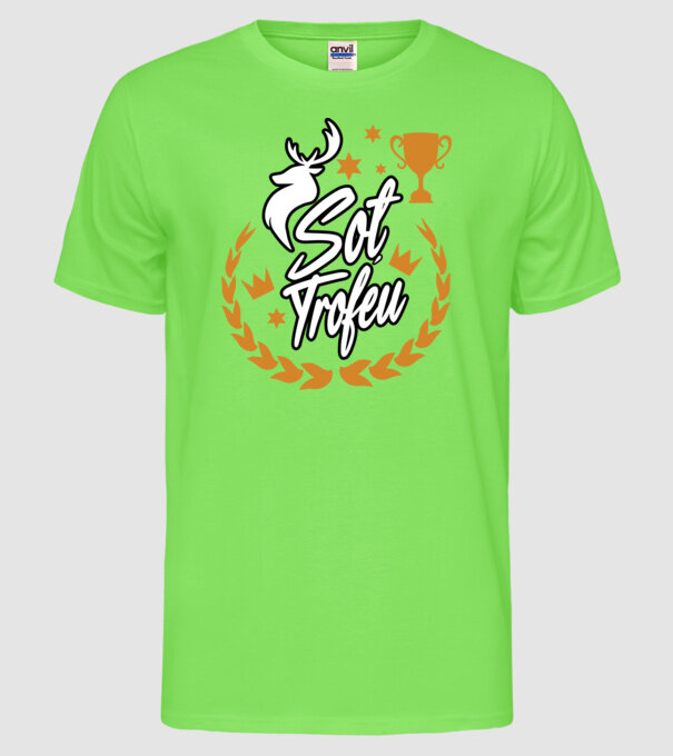 Soț trofeu model verde neon pe tricou