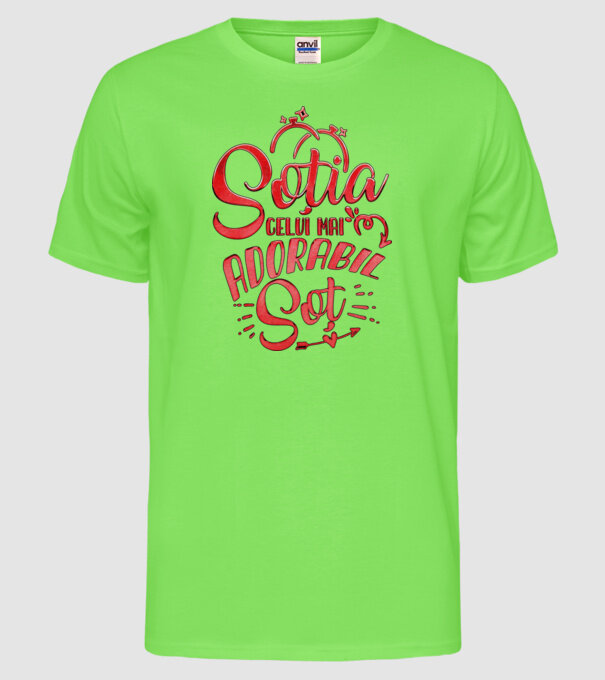 Soția celui mai adorabil soț model verde neon pe tricou