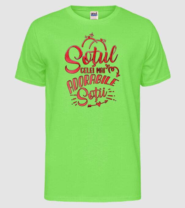 Soțul celei mai adorabile soții model verde neon pe tricou
