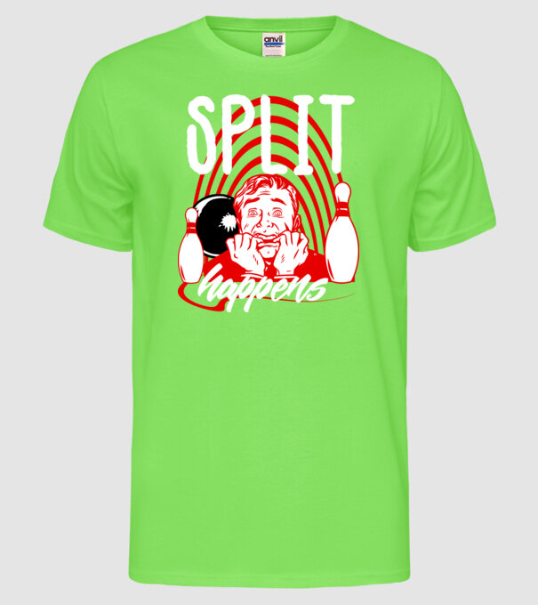 Split Happens model verde neon pe tricou