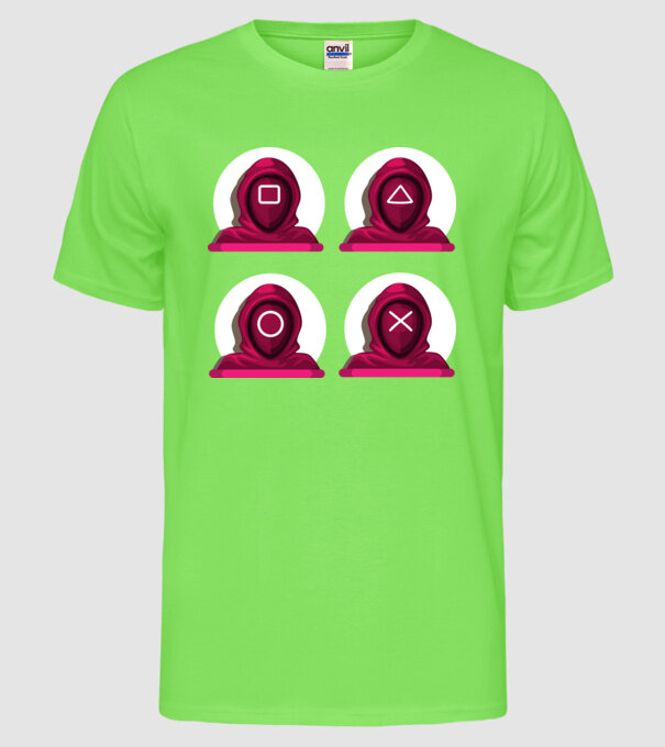 squid game characters model verde neon pe tricou